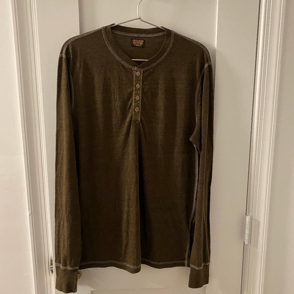 Men's Civilianaire Olive Green Henley - XS